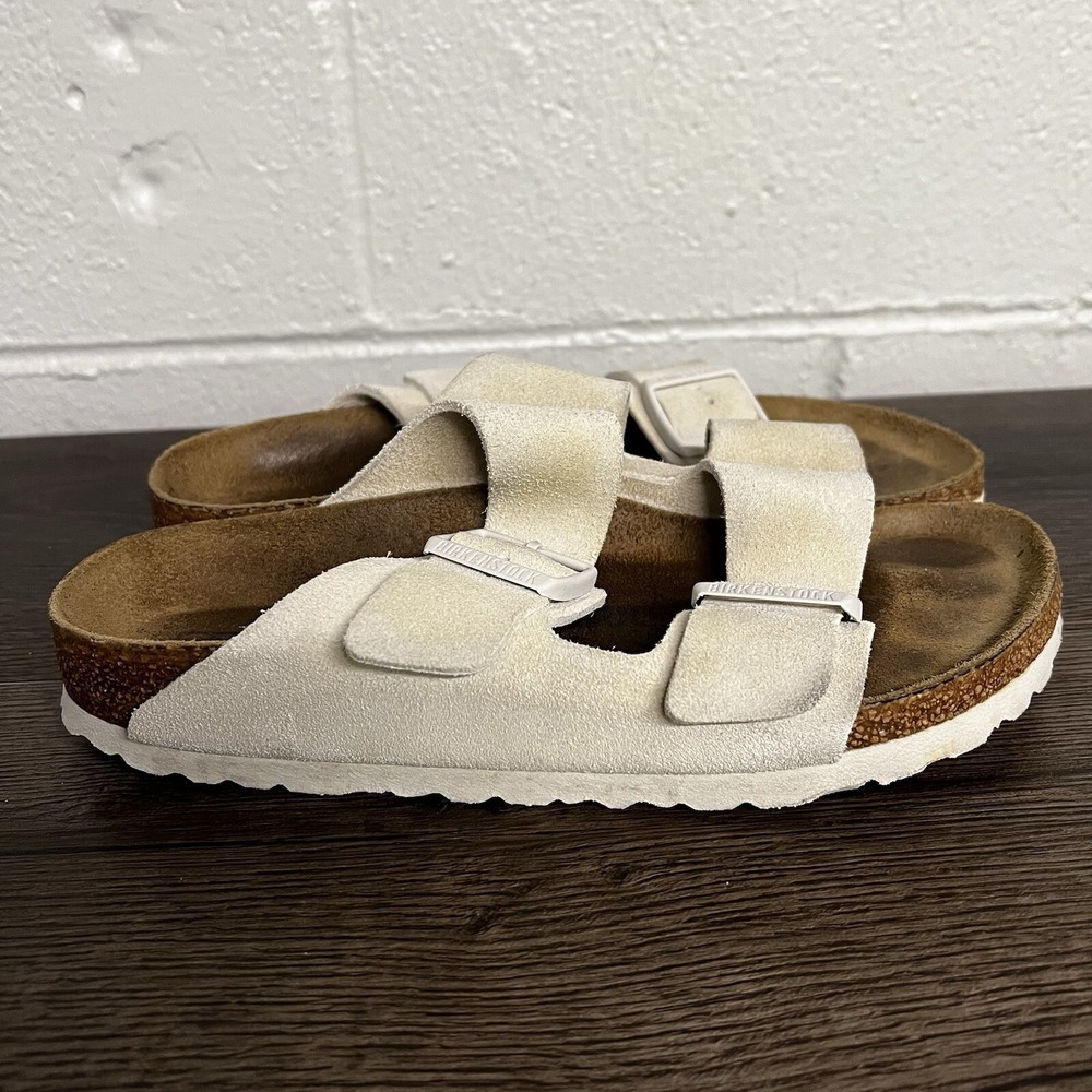 Birkenstock Womens 37 US 6 Arizona Modern Suede Antique White Soft Footbed